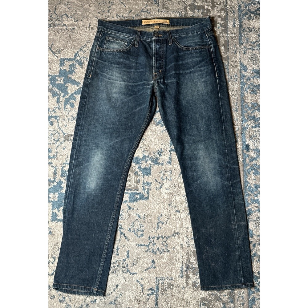 Asbury Park USA Selvedge Denim Jeans 36x32 Skinny Dark Wash Button Fly